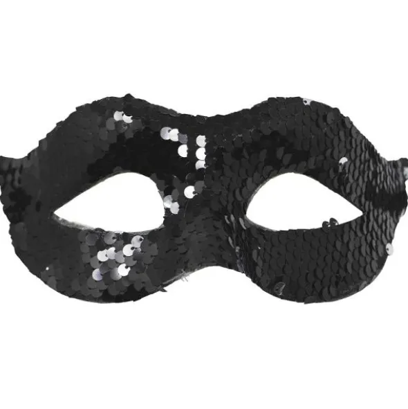 Halvmask med Paljetter Svart