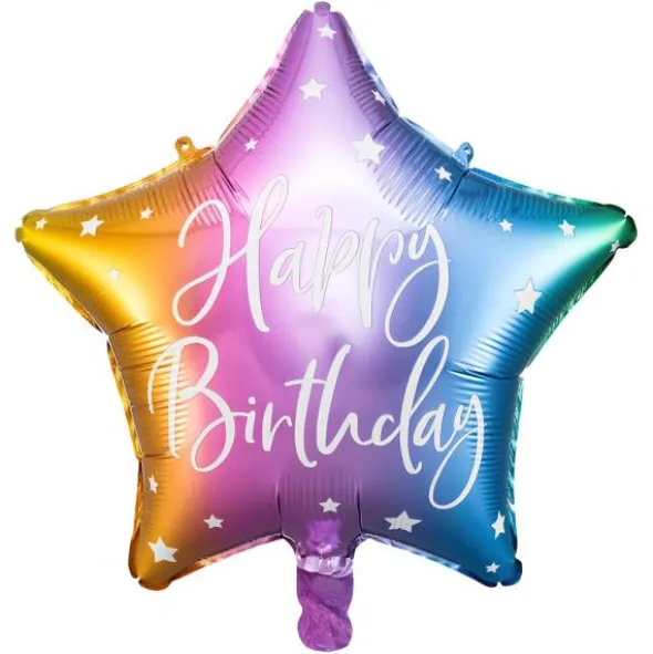 Happy B'day Folieballong Stjärna Pastell