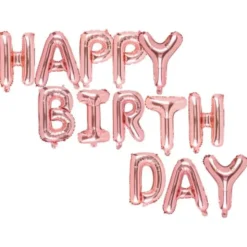Happy Birthday Ballonger Metallic Rosa