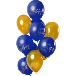 Happy Birthday Ballonger Mörkblå & Guld