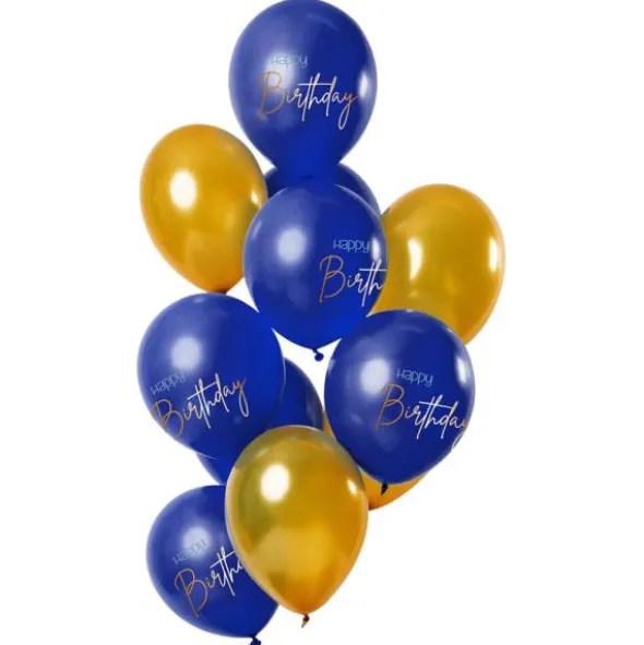 Happy Birthday Ballonger Mörkblå & Guld