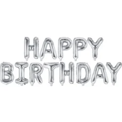 Happy Birthday Bokstavsballonger Silver