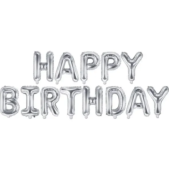 Happy Birthday Bokstavsballonger Silver