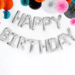 Happy Birthday Bokstavsballonger Silver