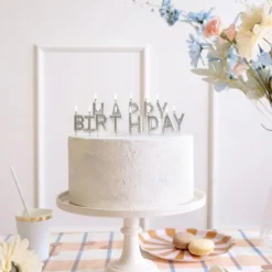 Happy Birthday Bokstavsljus Silver