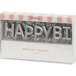 Happy Birthday Bokstavsljus Silver