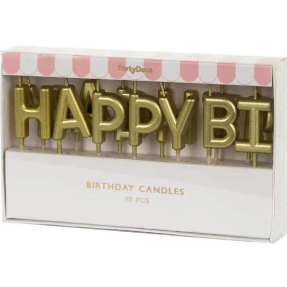 Happy Birthday Bokstavsljus Guld