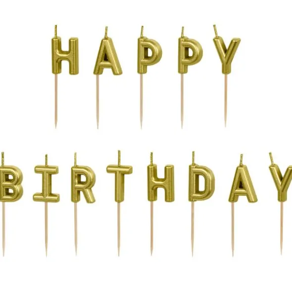 Happy Birthday Bokstavsljus Guld