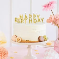 Happy Birthday Bokstavsljus Guld