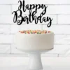 Happy Birthday Cake Topper Svart