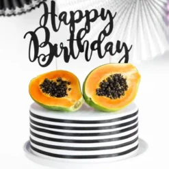 Happy Birthday Cake Topper Svart