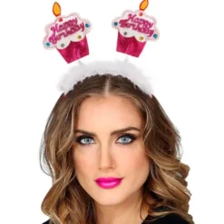 Happy Birthday Diadem med Glitter Rosa