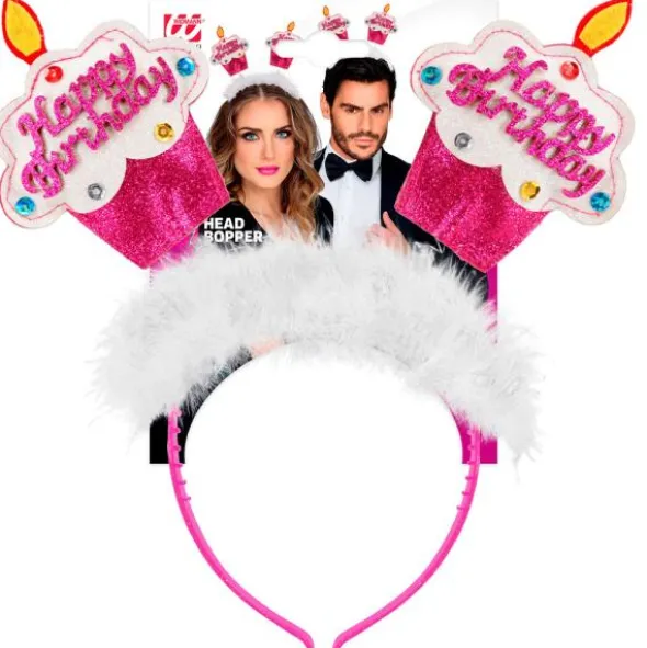 Happy Birthday Diadem med Glitter Rosa