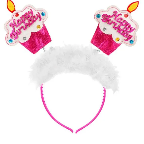 Happy Birthday Diadem med Glitter Rosa