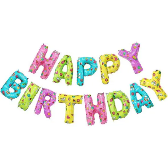 Happy Birthday Flerfärgade Bokstavsballonger