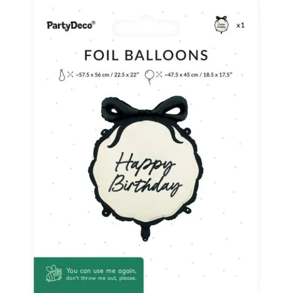 Happy Birthday Folieballong med Rosett 47,5 x 45 cm