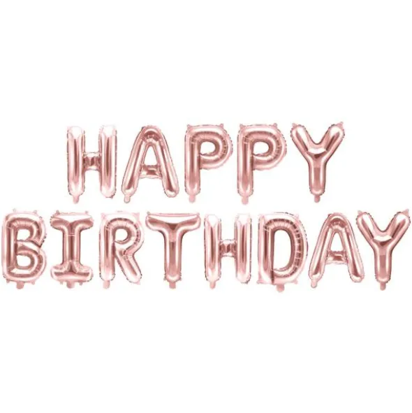 Happy Birthday Folieballonger Roséguld