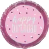 Happy Birthday Folieballong Rosa & Silver