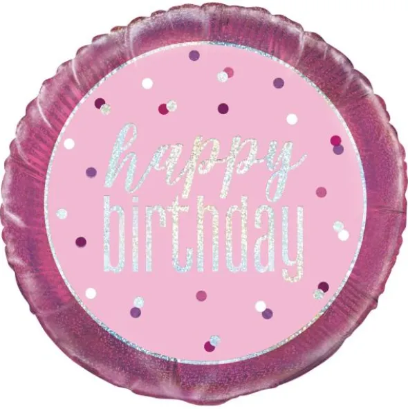 Happy Birthday Folieballong Rosa & Silver
