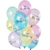 Happy Birthday Genomskinliga Ballonger Mix