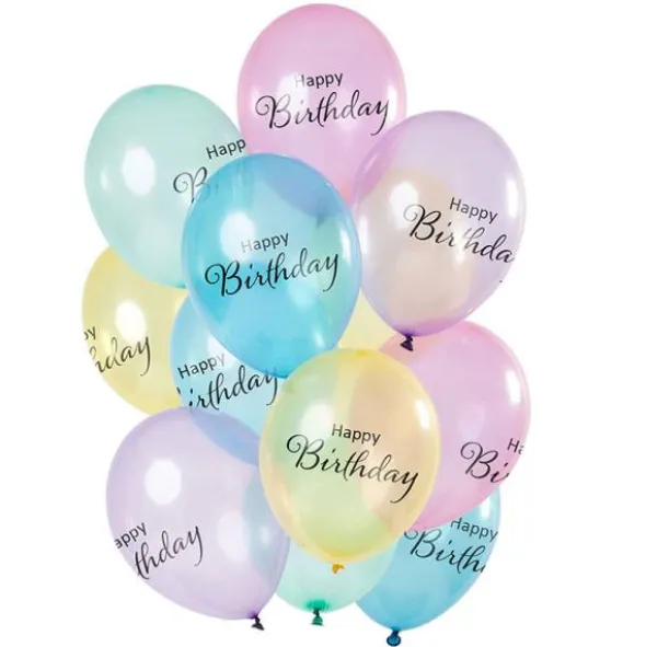 Happy Birthday Genomskinliga Ballonger Mix