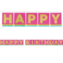 Happy Birthday Girlang Guld & Rosa