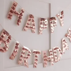Happy Birthday Girlang med Fransar Roséguld