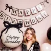 Happy Birthday Girlang med Rosetter 1 m