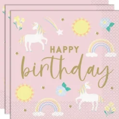 Happy Birthday Pappersservetter Enhörningar 16-pack