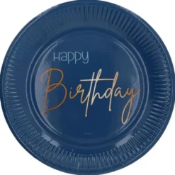 Happy Birthday Papperstallrikar Blå 8-pack
