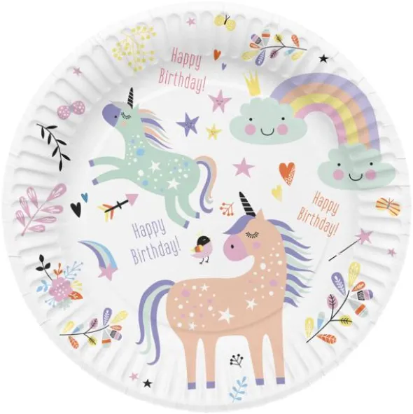 Happy Birthday Papptallrikar Unicorns & Rainbows