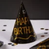 Happy Birthday Partyhattar Svart 6-pack