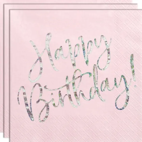 Happy Birthday Servetter Ljusrosa
