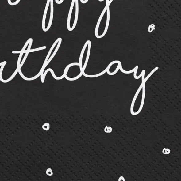 Happy Birthday Servetter med Prickar Svart