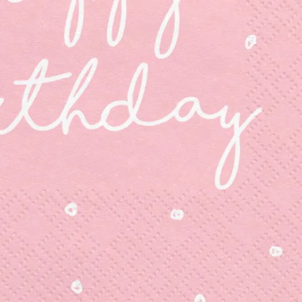 Happy Birthday Servetter med Prickar Rosa