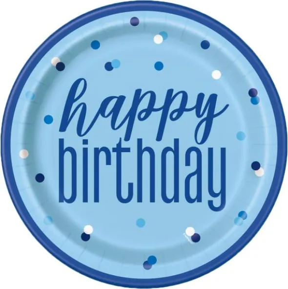 Happy Birthday Tallrikar Blå