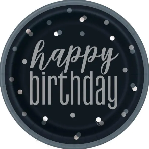 Happy Birthday Tallrikar Svart & Grått