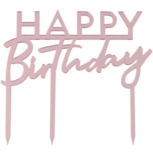 Happy Birthday Tårtdekoration Roséguld