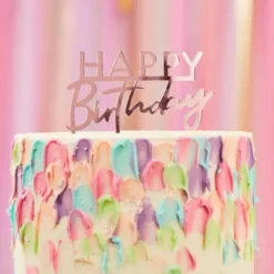 Happy Birthday Tårtdekoration Roséguld