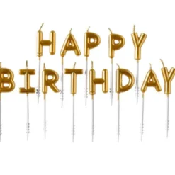 Happy Birthday Tårtljus Guld