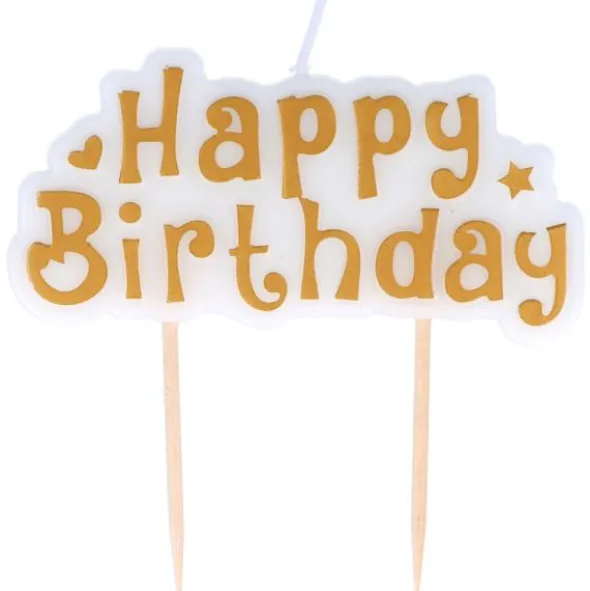 Happy Birthday Tårtljus Guldfärgad