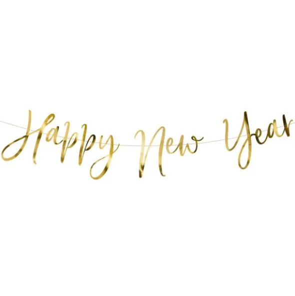 Happy New Year Banderoll Guld