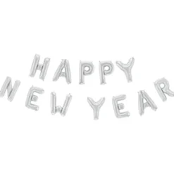 Happy New Year Bokstavsballonger Silver