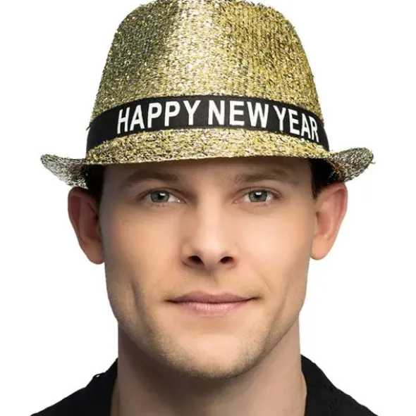 Happy New Year Hatt Guld