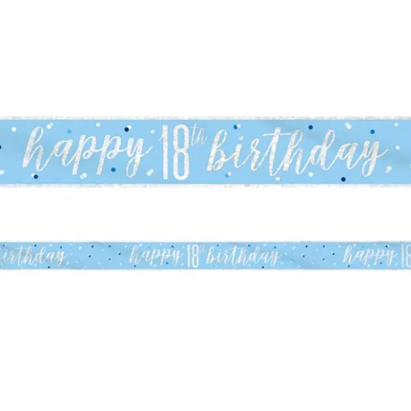 Happy 18th Birthday Banderoll Blå & Silver