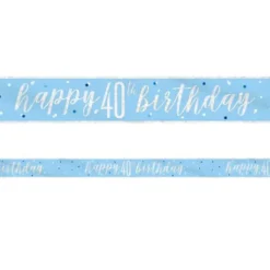 Happy 40th Birthday Banderoll Blå & Silver