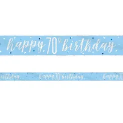 Happy 70th Birthday Banderoll Blå & Silver