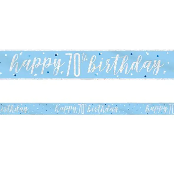 Happy 70th Birthday Banderoll Blå & Silver