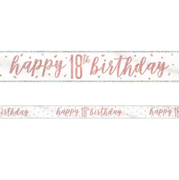 Happy 18th Birthday Banderoll Vit & Roséguld