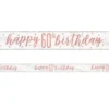 Happy 60th Birthday Banderoll Vit & Roséguld